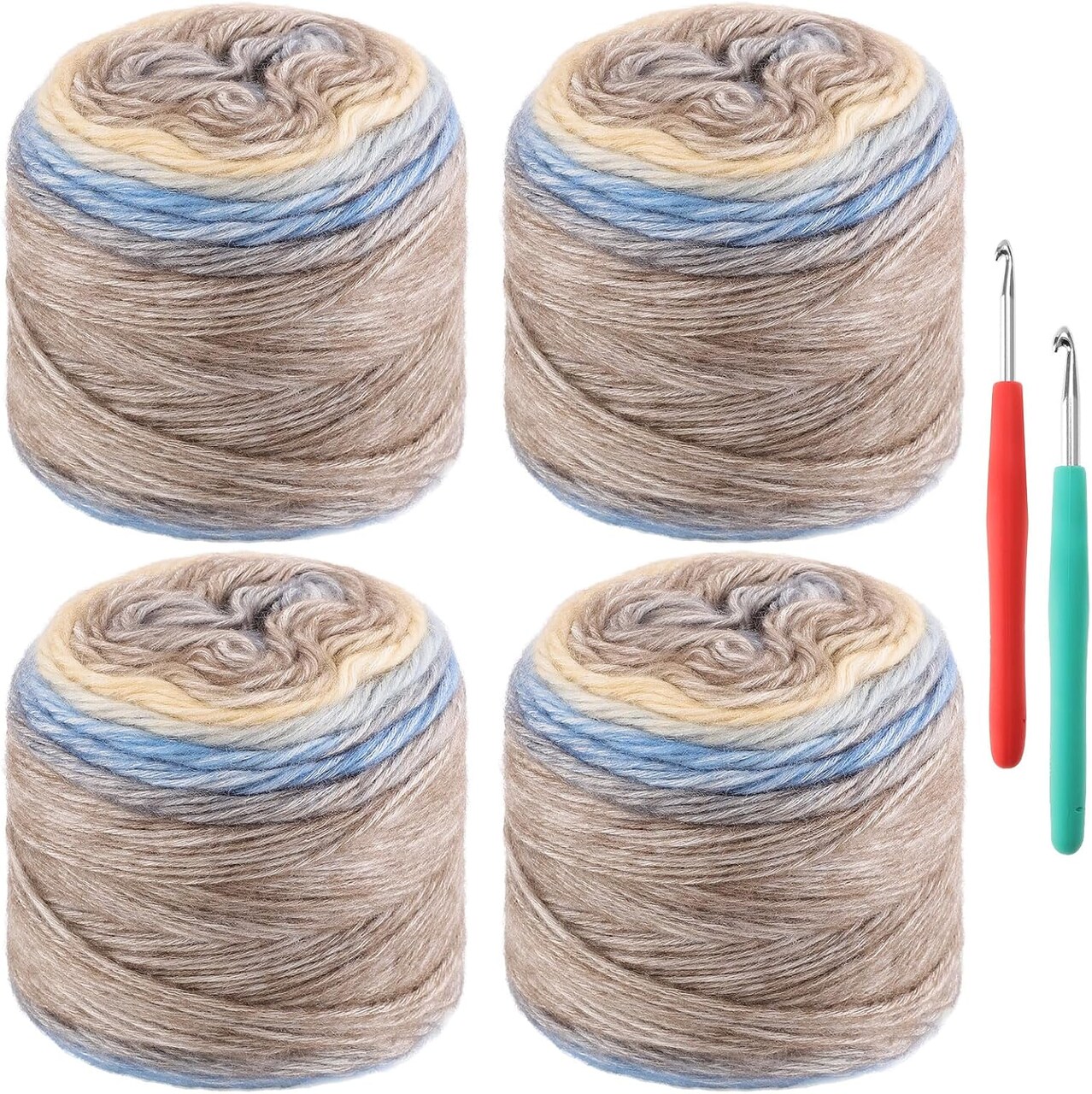 Fairyland Cake Yarn – 4 Skeins Gradient Light Weight #3, 100g / 3.52oz Each, 60% Cotton 30% Acrylic 10% Wool, Soft Yarn for Crochet, Blankets, Scarves, Shawls & Easter Decor
